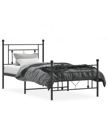 Giroletto con Testiera e Pediera Metallo Nero 90x190 cm