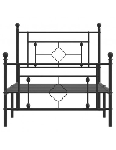 Giroletto con Testiera e Pediera Metallo Nero 90x190 cm