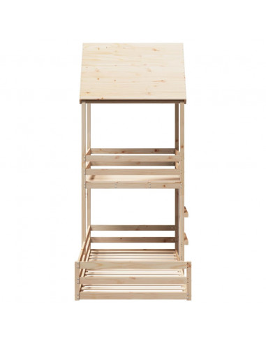 Letto a Castello con Tetto 90x200 cm in Legno Massello di Pino