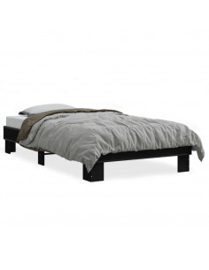 Giroletto Nero 90x200 cm in Legno Multistrato e Metallo 2