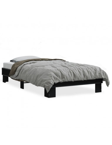 Giroletto Nero 90x200 cm in Legno Multistrato e Metallo