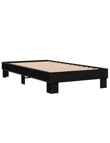 Giroletto Nero 90x200 cm in Legno Multistrato e Metallo