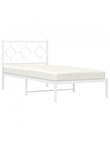 Giroletto con Testiera Metallo Bianco 90x200 cm