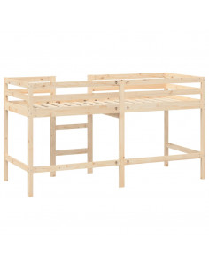 Letto Soppalco con Scala Bambini 90x200 cm Legno Massello Pino 2