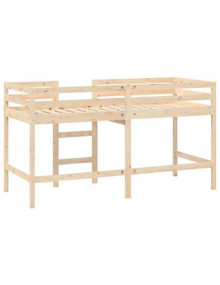 Letto Soppalco con Scala Bambini 90x200 cm Legno Massello Pino