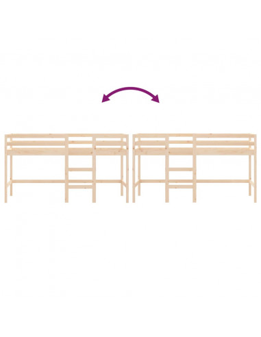 Letto Soppalco con Scala Bambini 90x200 cm Legno Massello Pino