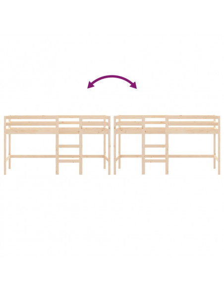 Letto Soppalco con Scala Bambini 90x200 cm Legno Massello Pino