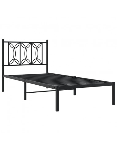 Giroletto con Testiera in Metallo Nero 90x200 cm