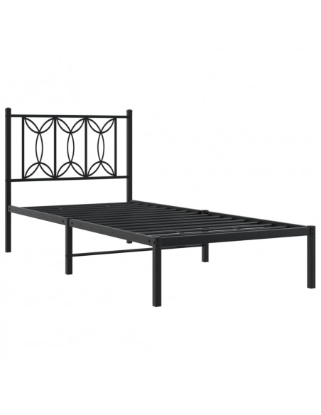 Giroletto con Testiera in Metallo Nero 90x200 cm