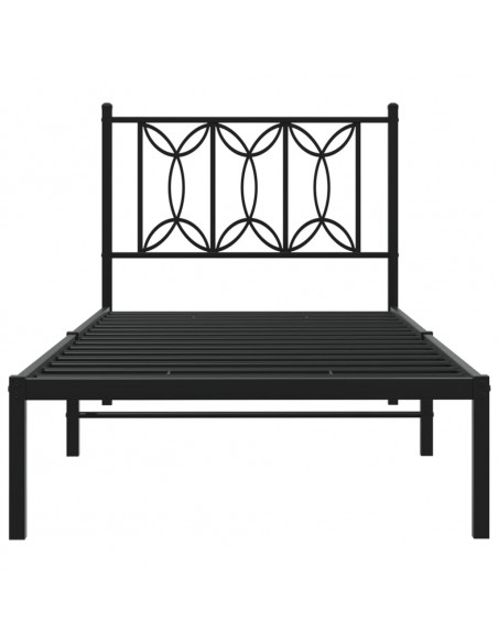 Giroletto con Testiera in Metallo Nero 90x200 cm