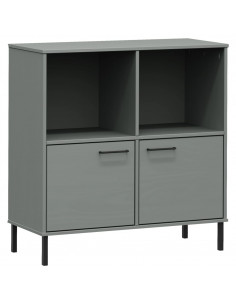 Libreria Gambe Metallo Grigio 90x35x90,5 cm Legno Massello OSLO 2