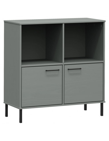 Libreria Gambe Metallo Grigio 90x35x90,5 cm Legno Massello OSLO