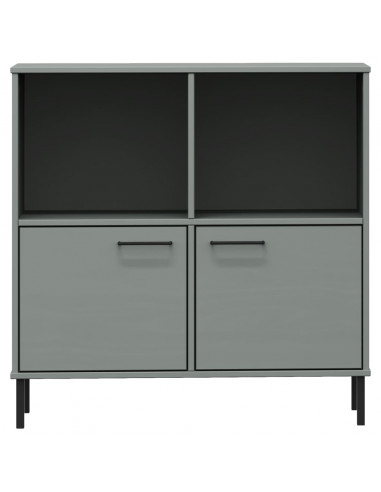 Libreria Gambe Metallo Grigio 90x35x90,5 cm Legno Massello OSLO
