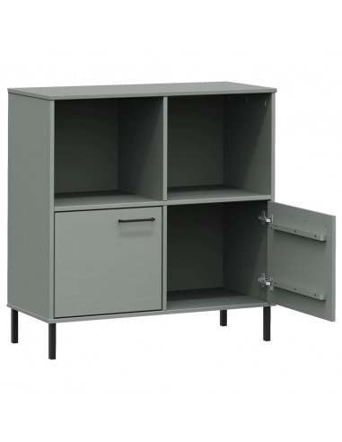 Libreria Gambe Metallo Grigio 90x35x90,5 cm Legno Massello OSLO