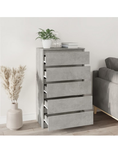 Cassettiera Grigio Cemento 60x36x103 cm in Legno Multistrato