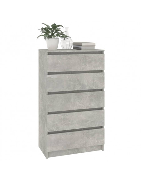 Cassettiera Grigio Cemento 60x36x103 cm in Legno Multistrato