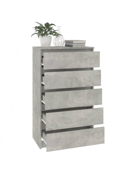 Cassettiera Grigio Cemento 60x36x103 cm in Legno Multistrato