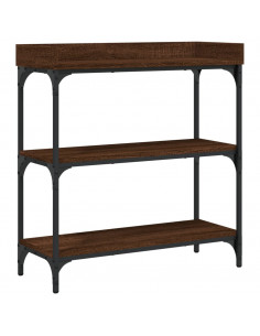 Tavolino Consolle con Ripiani Rovere Marrone 75x30x80 cm 2