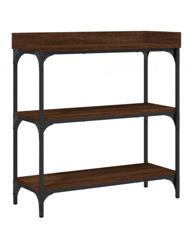 Tavolino Consolle con Ripiani Rovere Marrone 75x30x80 cm