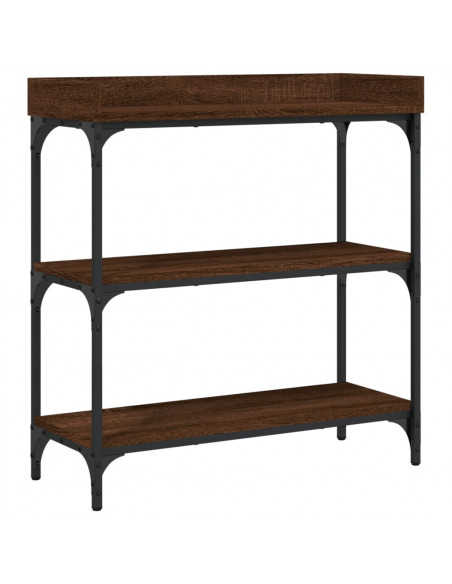 Tavolino Consolle con Ripiani Rovere Marrone 75x30x80 cm