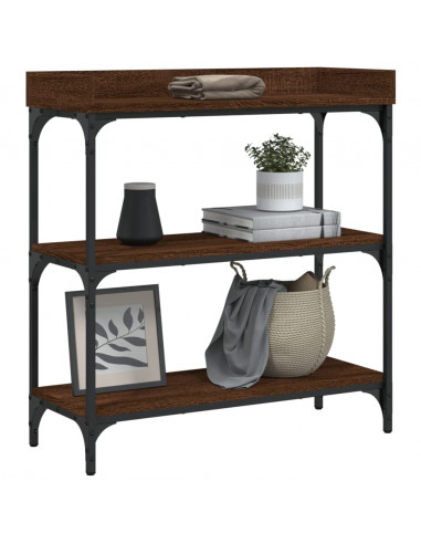 Tavolino Consolle con Ripiani Rovere Marrone 75x30x80 cm