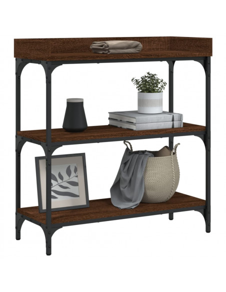 Tavolino Consolle con Ripiani Rovere Marrone 75x30x80 cm