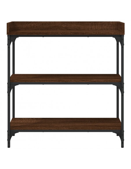 Tavolino Consolle con Ripiani Rovere Marrone 75x30x80 cm