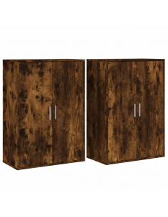 Credenze 2 pz Rovere Fumo 60x31x84 cm in Legno Multistrato 2