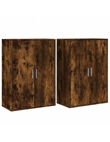 Credenze 2 pz Rovere Fumo 60x31x84 cm in Legno Multistrato