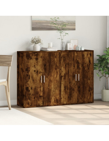 Credenze 2 pz Rovere Fumo 60x31x84 cm in Legno Multistrato