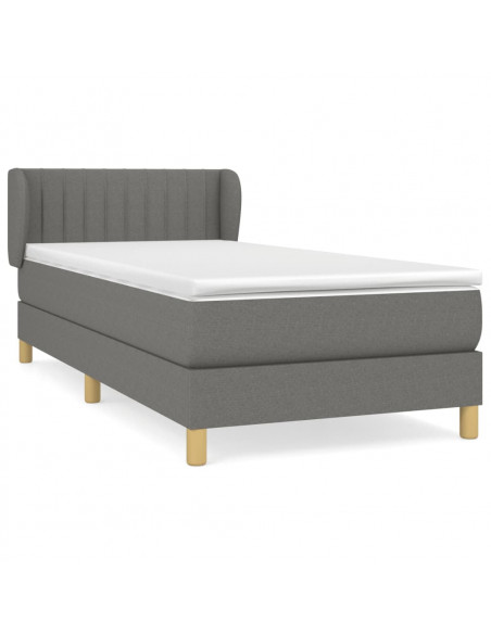 Giroletto a Molle con Materasso Grigio Scuro 90x200 cm Tessuto