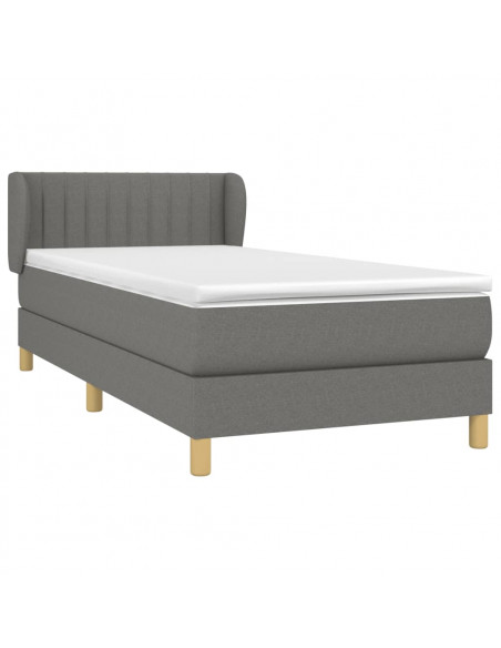 Giroletto a Molle con Materasso Grigio Scuro 90x200 cm Tessuto