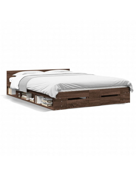 Giroletto Cassetti Rovere Marrone 150x200 cm Legno Multistrato