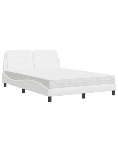 Letto con Materasso Bianco 140x200 cm in Similpelle