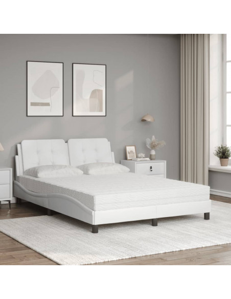 Letto con Materasso Bianco 140x200 cm in Similpelle