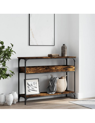 Tavolo Consolle Ripiano Rovere Fumo 100x29x75 Legno Multistrato