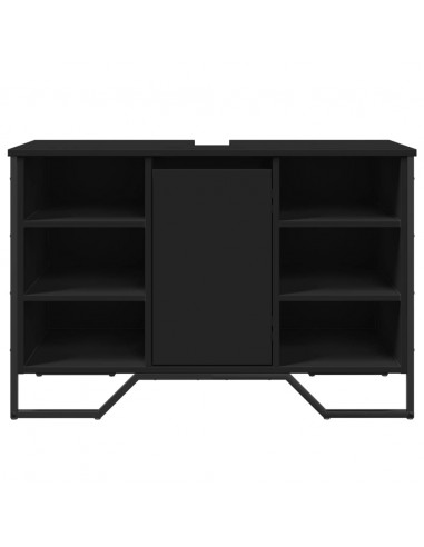 Mobile Lavabo Bagno Nero 91x35x60 cm in Truciolato