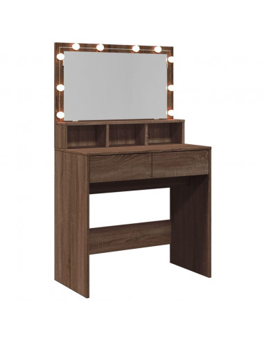 Toeletta con LED Rovere Marrone 80x41x134,5 cm