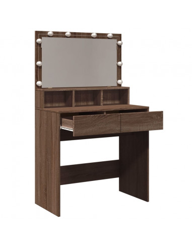 Toeletta con LED Rovere Marrone 80x41x134,5 cm