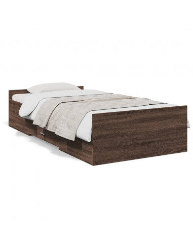 Giroletto Cassetti Rovere Marrone 100x200 cm Legno Multistrato