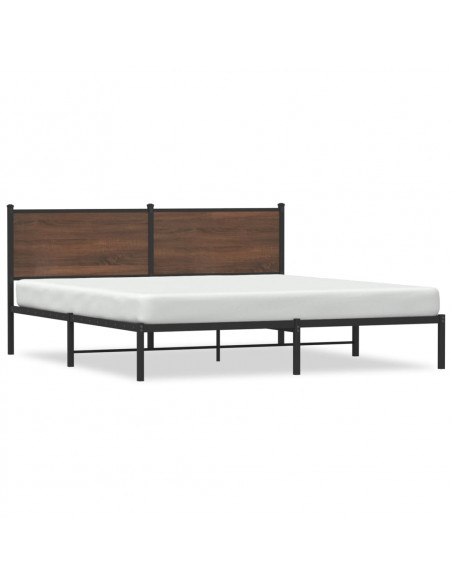 Giroletto con Testiera in Metallo Rovere Marrone 183x213 cm