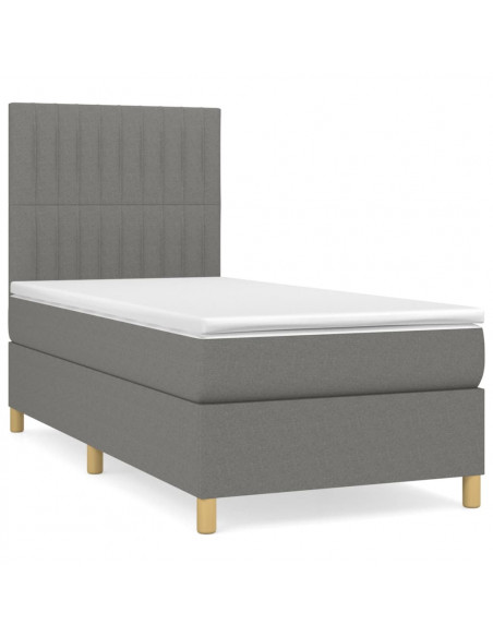 Giroletto a Molle con Materasso Grigio Scuro 80x200 cm Tessuto