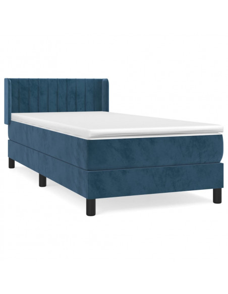Giroletto a Molle con Materasso Blu Scuro 90x190 cm in Velluto