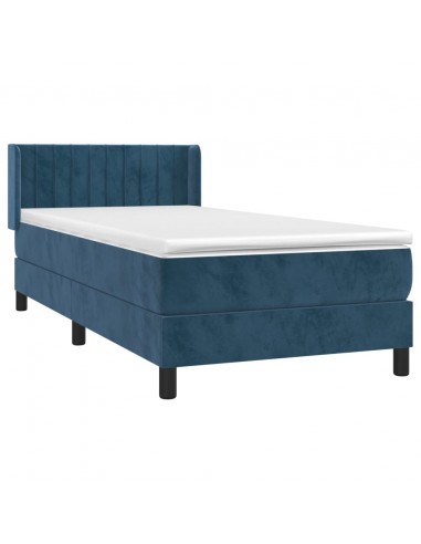 Giroletto a Molle con Materasso Blu Scuro 90x190 cm in Velluto