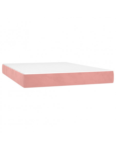 Giroletto a Molle con Materasso Rosa 140x190 cm in Velluto