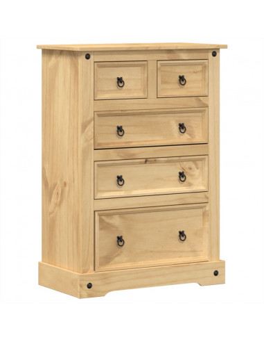 Cassettiera Corona 80x43x114 cm in Legno Massello di Pino