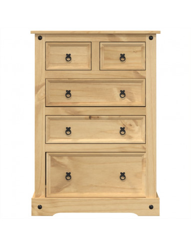 Cassettiera Corona 80x43x114 cm in Legno Massello di Pino