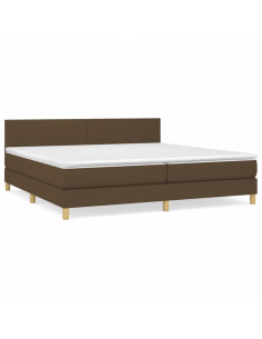 Giroletto a Molle con Materasso Marrone Scuro 200x200cm Tessuto 2