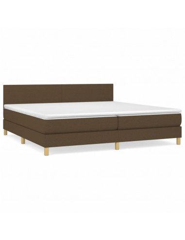 Giroletto a Molle con Materasso Marrone Scuro 200x200cm Tessuto