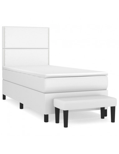 Giroletto a Molle con Materasso Bianco 100x200 cm in Similpelle